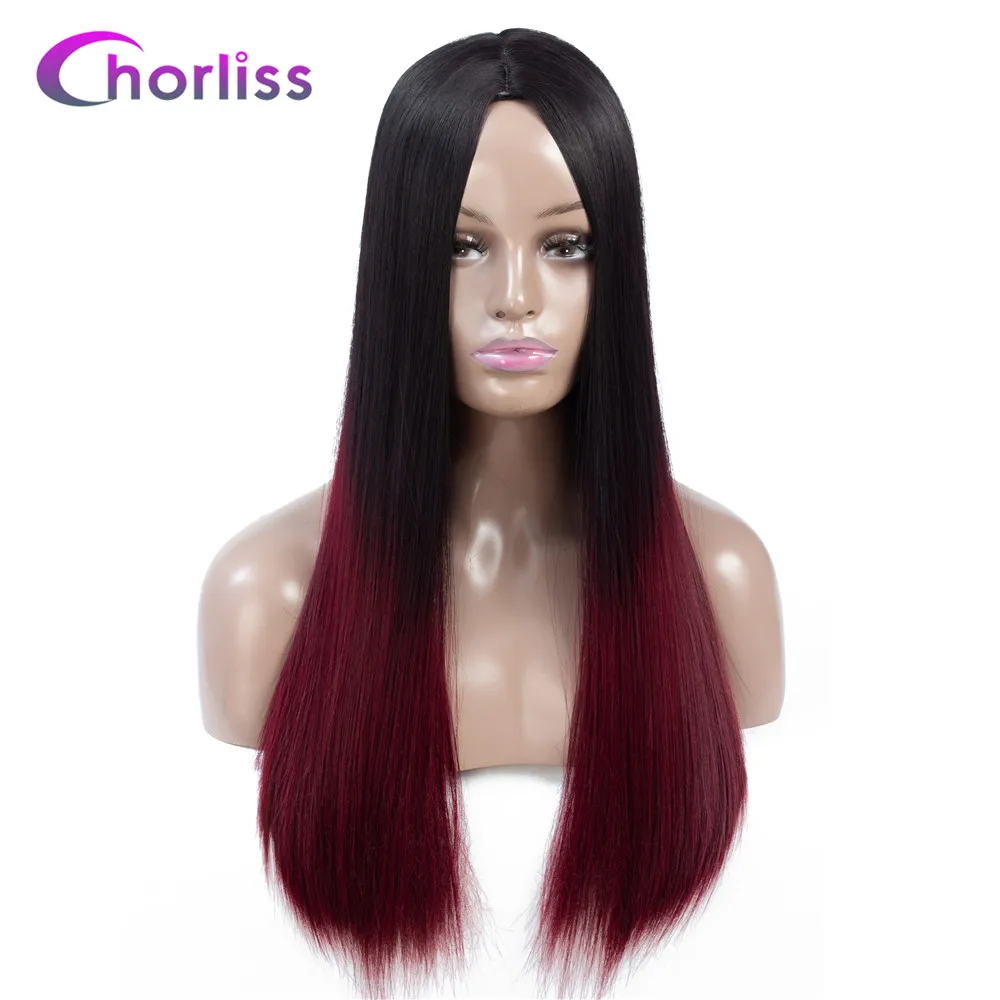 

Ombre Synthetic Wigs Long Straight Natural Black Blonde Ginger Bug Wigs Chorliss Middle Part Brown Red Orange Pink Cosplay Wigs