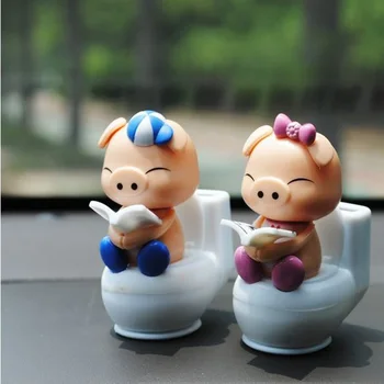 

Car Ornament Little Shaking Pig Automobiles Decoration Smart Cartoon Dashboard Ornament Lovely Cute Doll Car Accessories Styling