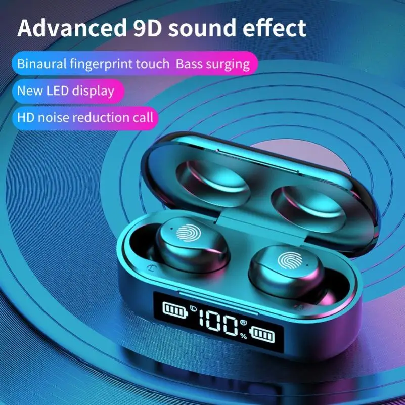 5 0 Bluetooth Wireless Earphone F9 6 TWS Wireless Bluetooth With Power Bank Gaming Sport Touch Control Headset Airbuds With Mic