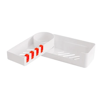 

Bathroom Organizer Punch-Free Corner Shelf Wall Mounted Bathroom Accessories ABS Shower Item Storage Rack Rotating Drain Shelf