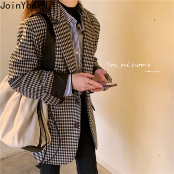 

Joinyouth Women Blazers Jackets Vintage Office Ladies Plaid Blazer Long Sleeve Loose Suit Coat Jacket Female 2020 Korean Clothes