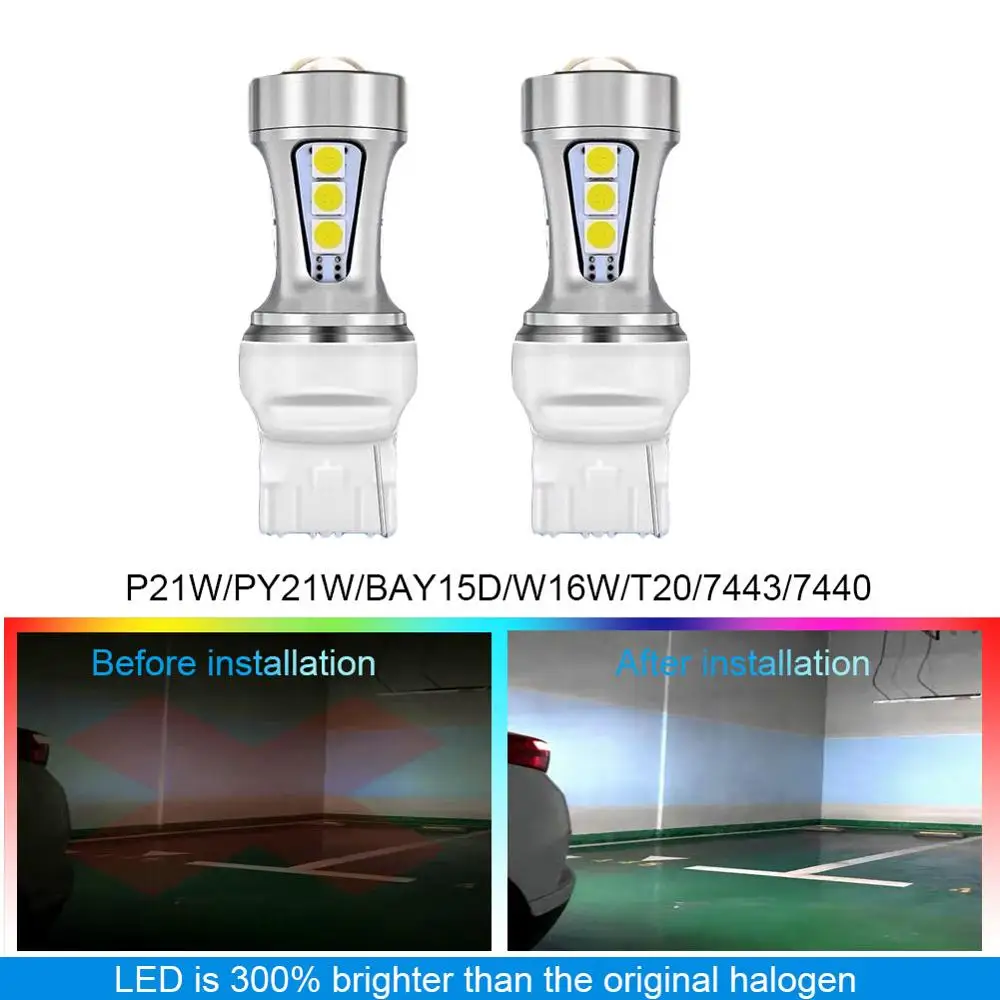 

T20 7443 P21W LED P21/5W 1157 BAY15D PY21W Car DRL Blub W16W W21/5W 7440 W21W T15 White 1300Lm 1156 BA15S 7440 BUA15S 12V Lamp