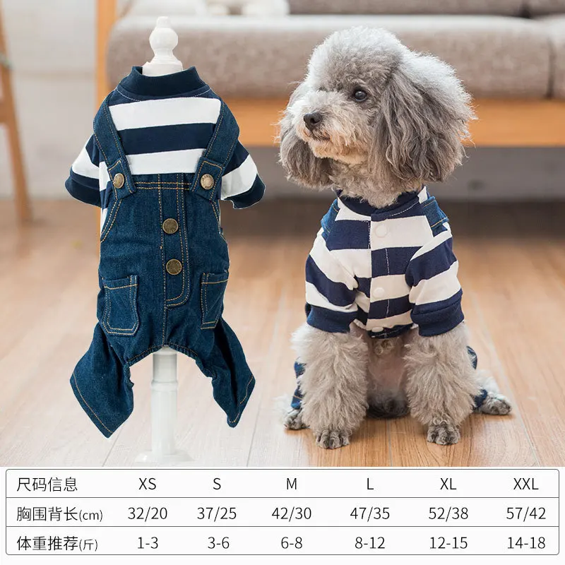Navy blue stripes Осенне-зимняя одежда для собак в британском стиле модная красивая удобная дышащая подтяжки для брюк одежда для маленьких собак - Цвет: Navy blue stripes