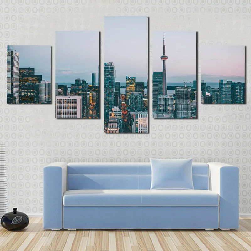

Frameless Style City Night Scene Painting Modern Home Wall Art On Canvas Wall Art Waterproof Ink Decoration