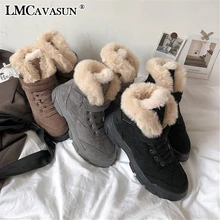 LMCAVASUN snow boots Female Autumn winter new fashion Korean Plus velvet Keep warm Comfortable Short boots Cotton shoes