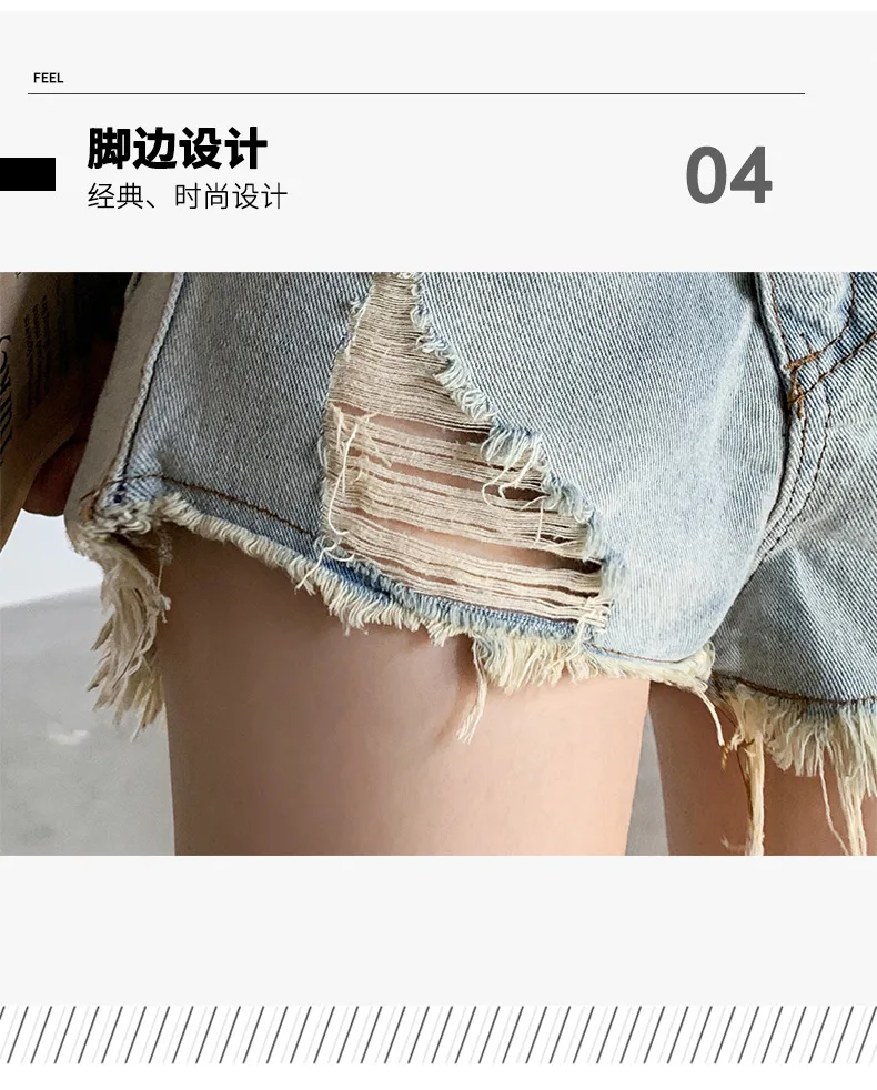 Casual shorts women summer casual jeans, hot sale fashion women pocket jeans women ripped bottom sexy in 2021 women's clothing stores