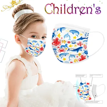 

50pcs Children's kids mask Disposable cartoon prints Face Mask Mouth-muffle Anti-Dust Protective Maks for boys girls