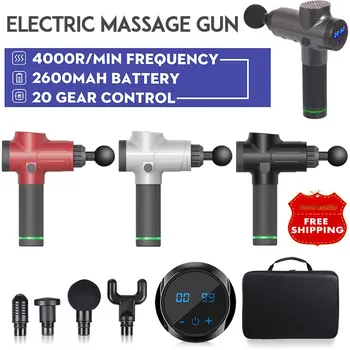 

4000r/min Therapy Massage Guns 20Gears Muscle Massager Pain Sport Massage Machine Relax Body Slimming Relief 4 Heads And Bag