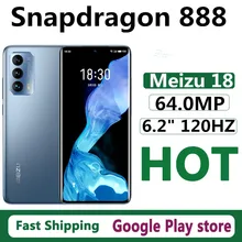 New Meizu 18 5G Cell Phone Dual Sim Fingerprint 6.2" 120HZ Snapdragon 888 Face ID 64.0MP Android 10.0 OTA 30W Charger OTG GPS