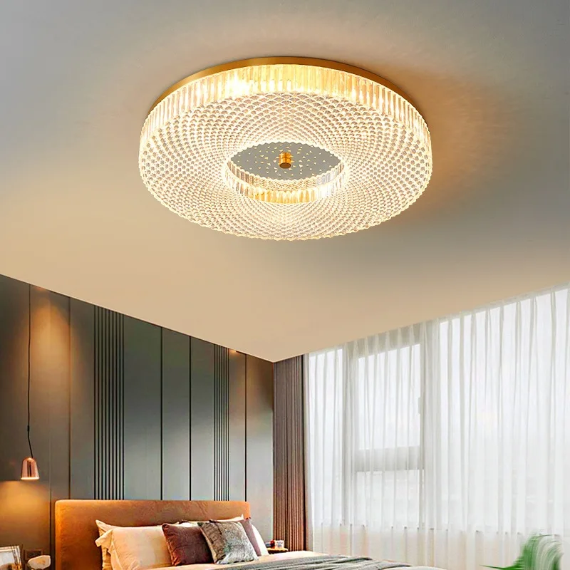 Nordic Luxury Copper Ceiling Lights Crystal Lamp Shade Bedroom LED Study Design Lighting Dining Room Decor Light | Лампы и освещение