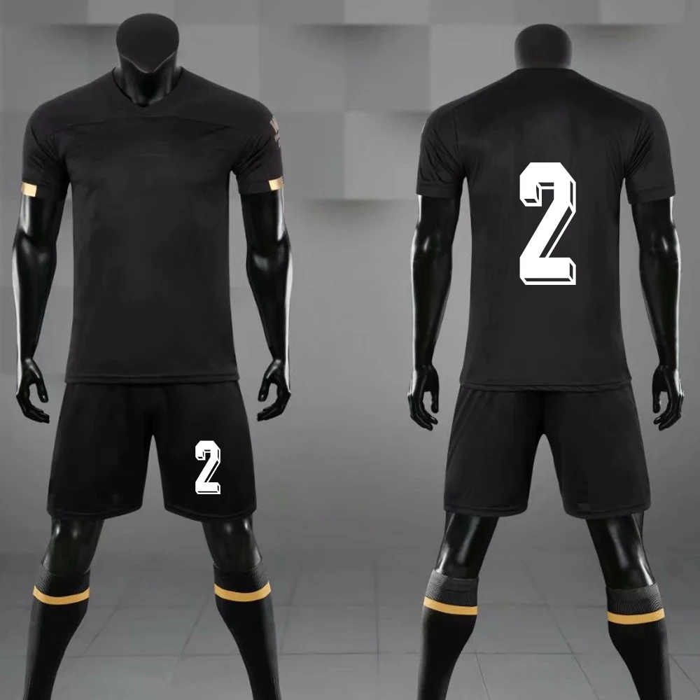 Футбольные трусы для мальчиков Survete, Мужская футболка, Футбольная форменная одежда, комплект, дышащий детский черный тренировочный костюм, спортивные комплекты на заказ - Цвет: Number 2