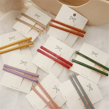 

2 pcs Korea Hair Accessories set Sweet Candy Color BB Clips Barrettes Geometric Rectangle Hair Clips Hairpins for Women Girls