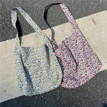 

Creative Design Women Flower Print Crossbody Shoulder Bag Classic Texture Chic Portable Canvas Pockets Large Casual Pouch