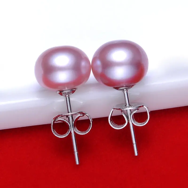 Natural Freshwater Pearl Stud Earrings Real 925 Sterling Silver Earring For Women Jewelry Fashion Gift - Image 3