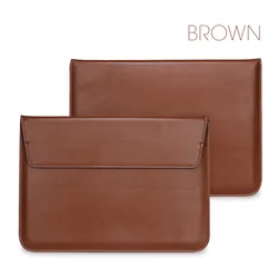 Premium PU Leather Laptop Sleeve Protector Case - Elegant and Durable Notebook Cover - 11 - 12 inch (Brown)