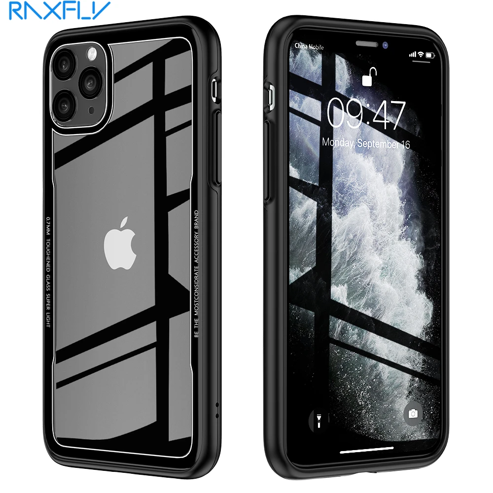 Чехол RAXFLY для iPhone 11 Pro Max чехол XR 7 8 Plus прозрачный из закаленного стекла X XS