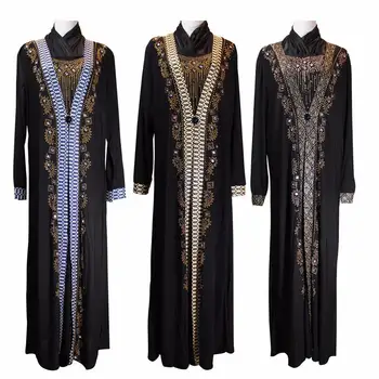 

Dubai Abaya Vintage Kaftan Jilbab Muslim Dress Women Maxi Cocktail Party Dress Gowns Islamic Clothing Turkish Black Long Sleeve