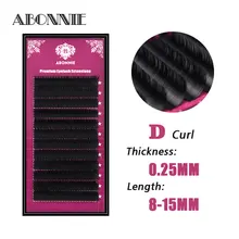 Abonnie 0,25/8-15 мм D Curl ресницы человека Расширение норковые ресницы 1 шт натуральные ресницы, накладные ресницы