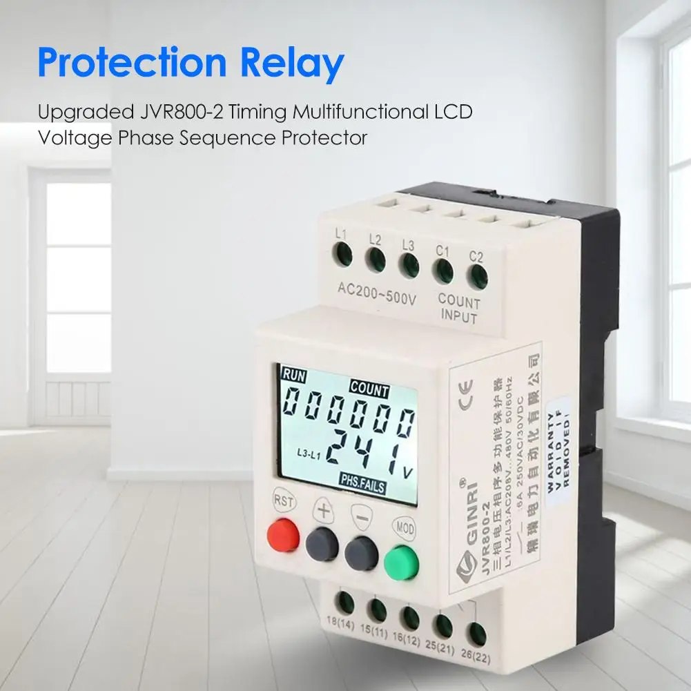 

LCD Display 3 Phase Protective Relay with Over Current Under Voltage Protection Practical Home Furnishing Essential Supplies