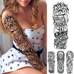 Large Waterproof Temporary Tattoo Sticker Black Word English Symbol Flash Tatoo Totem Cool Body Art Fake Sleeve Tatto Man Woman