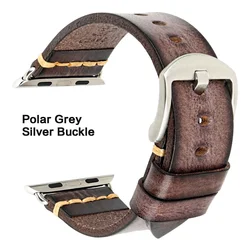Elegant Leather Strap for Smartwatch - Premium Wristband Accessory (Polar Grey - Silver)