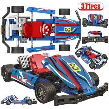 

371pcs 1:8 City DIY Snowmobile Bricks Technic Car Kart Racing Car Building Blocks Educational Toys for Children Gift