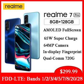 Перейти на Алиэкспресс и купить Глобальная версия Realme 7 Pro смартфон NFC 6,4 Super AMOLED дисплей Мобильный телефон 65 Вт Быстрая зарядка 64 мп AI Quad Camera