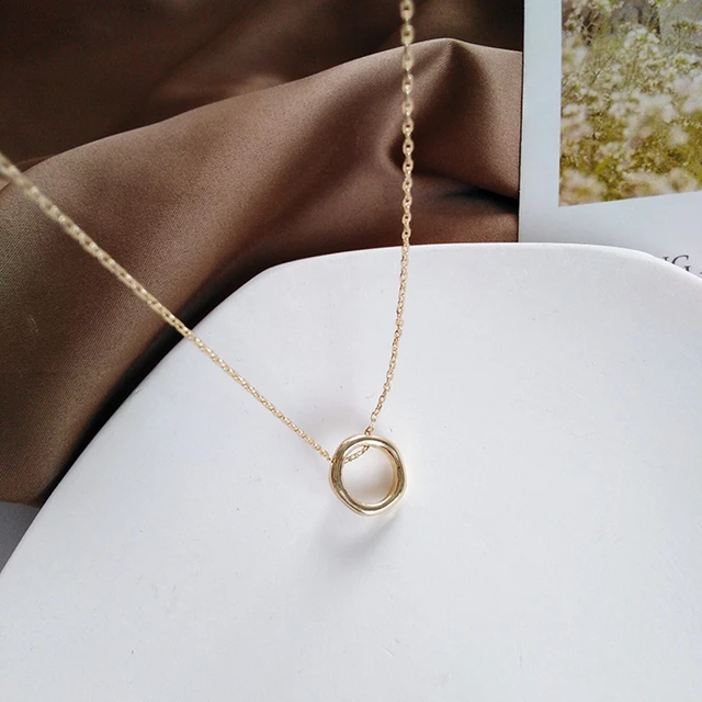 Contracted Fashion Irregular Geometry Necklace Women Collarbone Neck Necklace Chain Gold-color