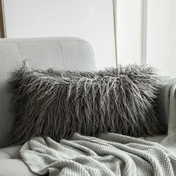 

Luxury Series Plush Style Faux Fur Pillow Case Super Soft Throw Winter Warm Cushion Covers For Bedroom Sofa Seat Car 12X20 inch
