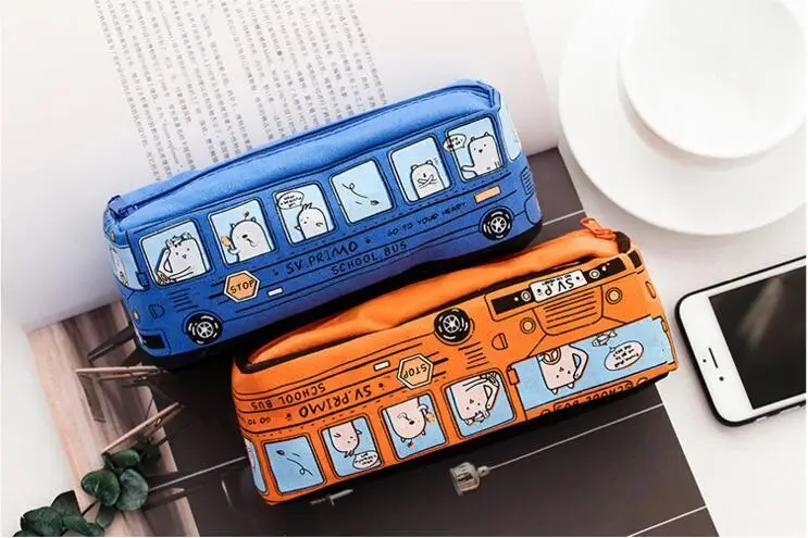 1 шт. Lytwtw's Kawaii Cute Bus Pen холщовый чехол для карандашей школьные стационарные инструменты для получения Косметики Косметический Чехол