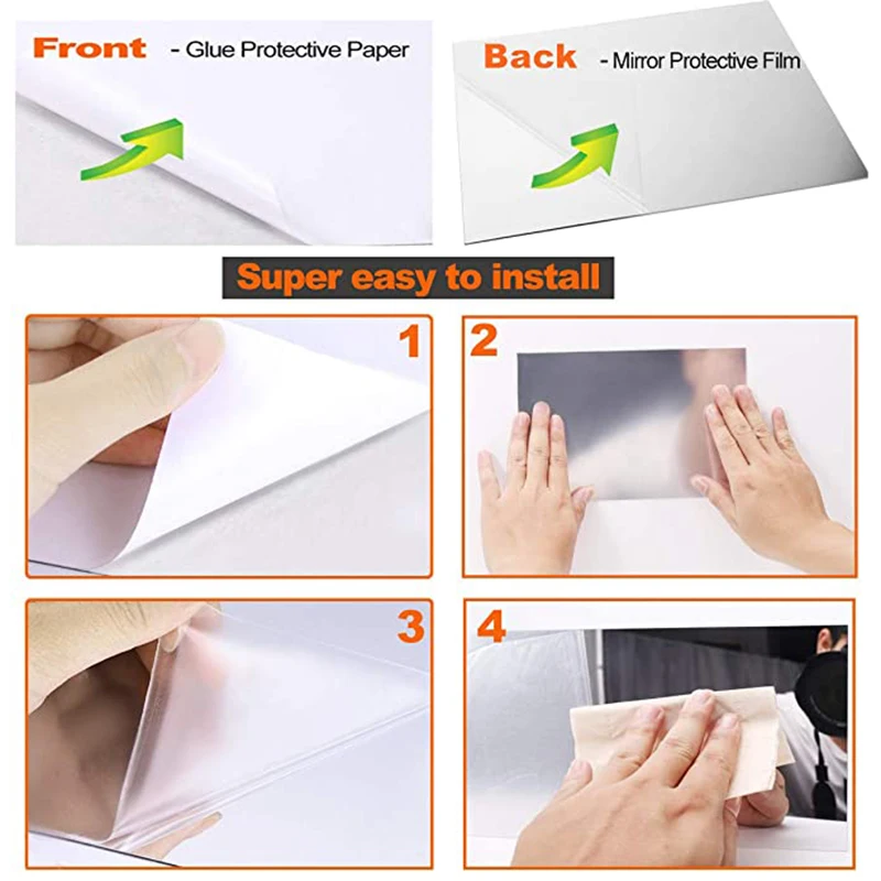 32 Pi/èces 6 x 9 Pouces Feuilles de Miroir Flexibles Carreaux de Miroir Adh/ésifs Non en Verre Autocollants de Miroir Mural pour D/écoration Murale /à Maison