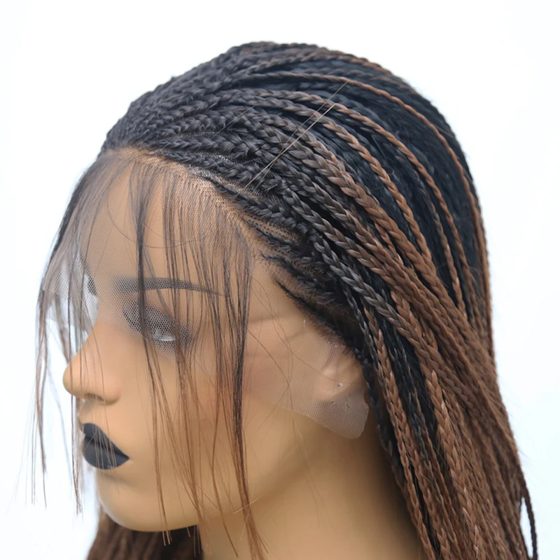 QUINLUX парики Омбре коричневый микро Плетеный парик с детскими волосами термостойкие волокна волос Синтетические парики на кружеве для женщин