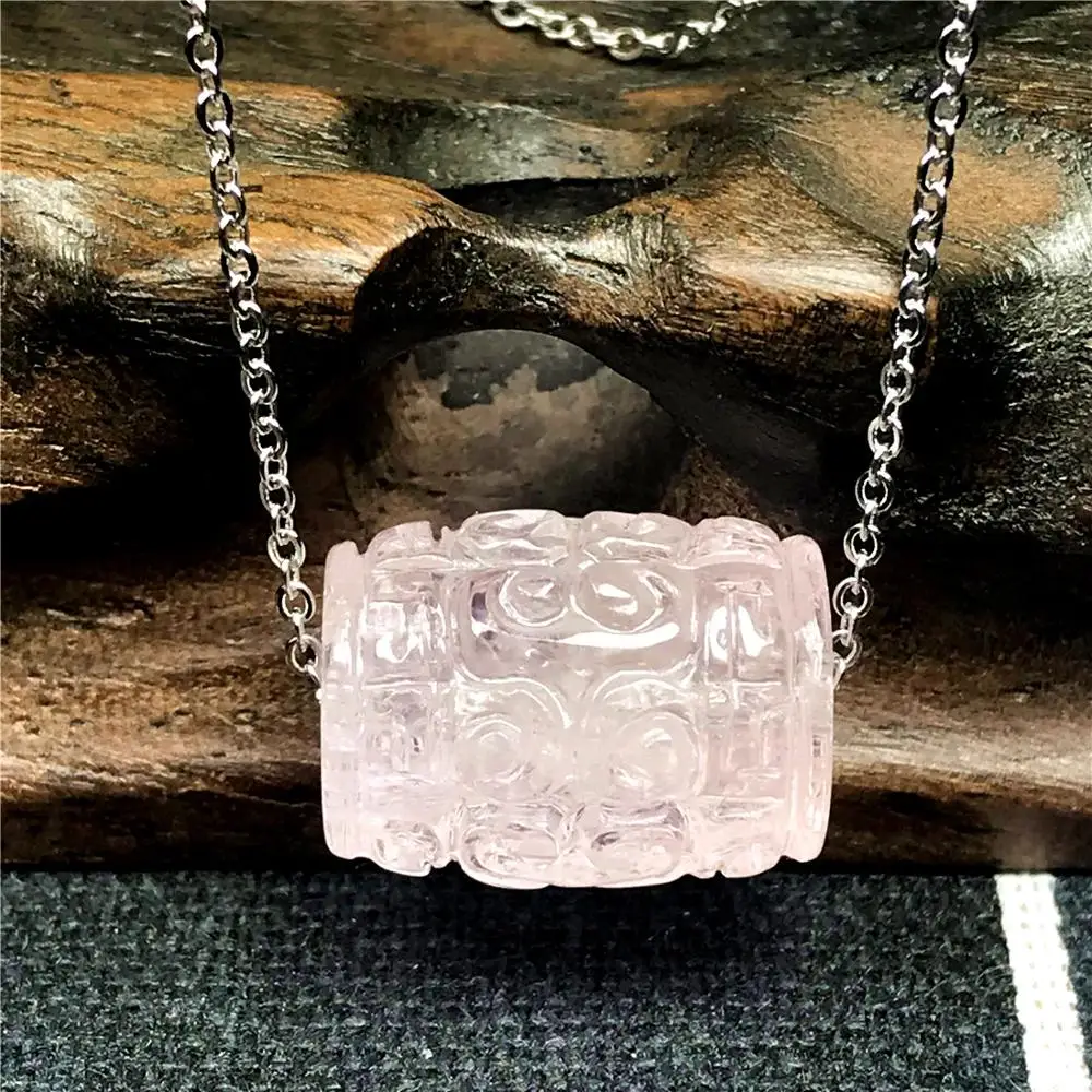 

Genuine Natural Pink Morganite Pendant Necklace Jewelry For Woman Man Berry Crystal 16x14mm Beads Stone 925 Silver Chains AAAAA