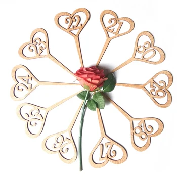 

10Pcs/Set Wooden Wedding Supplies 1-30 Love Hollow Digital Flower Seat Card Wooden Wedding Table Number Plate Signs