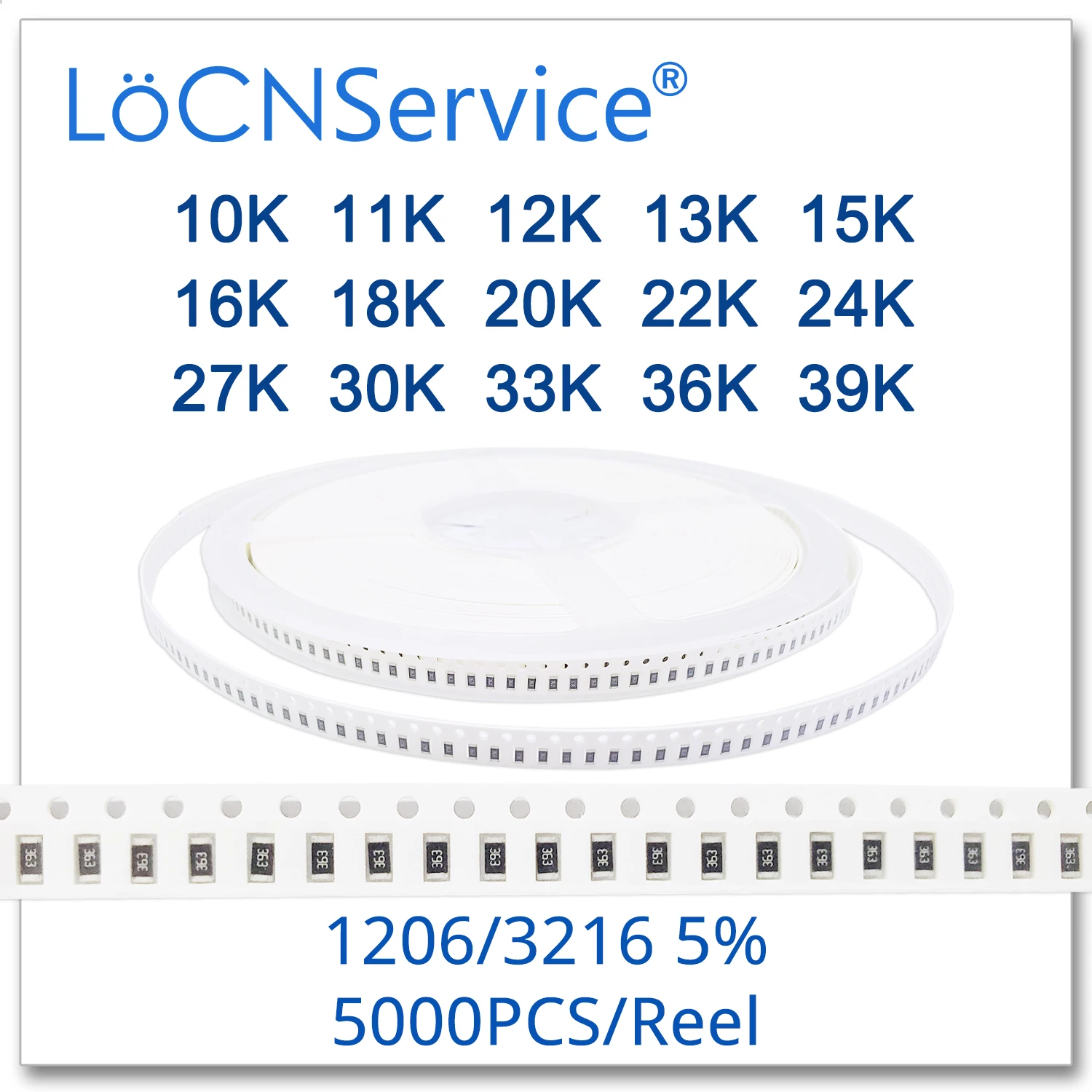 LoCNService 1206 J 5% 5000 шт 10K 11K 12K 13K 15K 16K 18K 20K 22K 24K 27K 30K 33K 36K 39Ksmd 3216 резистор Ом | Электроника