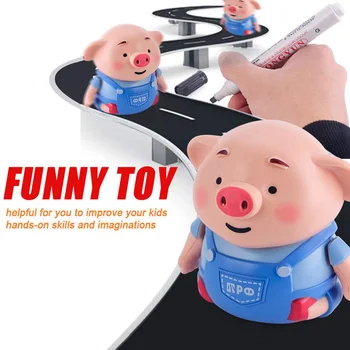 

Follow Any Drawn Line Magic Pen Inductive Pig with Light Music Cute Pig Dinosaur Model Toy Gift Smart Education Toy for Kid Gift
