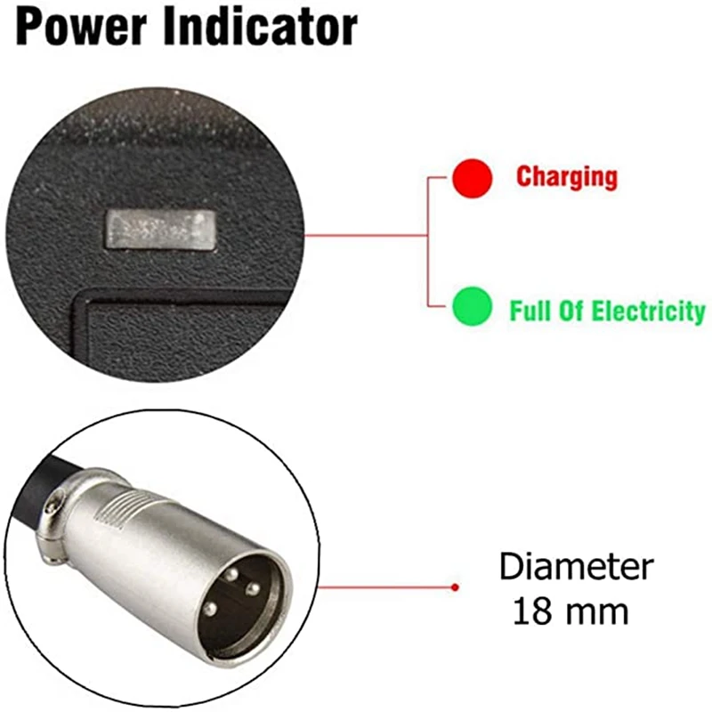 Carregador de Bateria de Lítio da Bicicleta Elétrica de 42v 2a para o Conector do Conector Xlr do Pino do Carregador 3 da E-bicicleta do Bloco de Bateria do Li-íon 36v - Image 2
