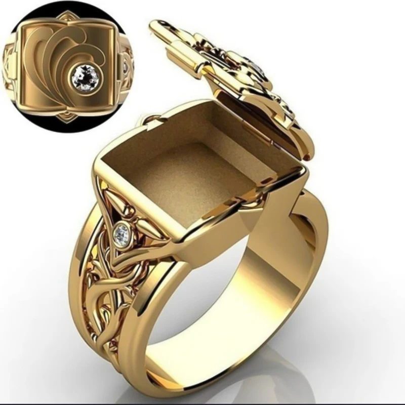 New hot sale European and American style carved open cap pattern ring men's ring rings for men