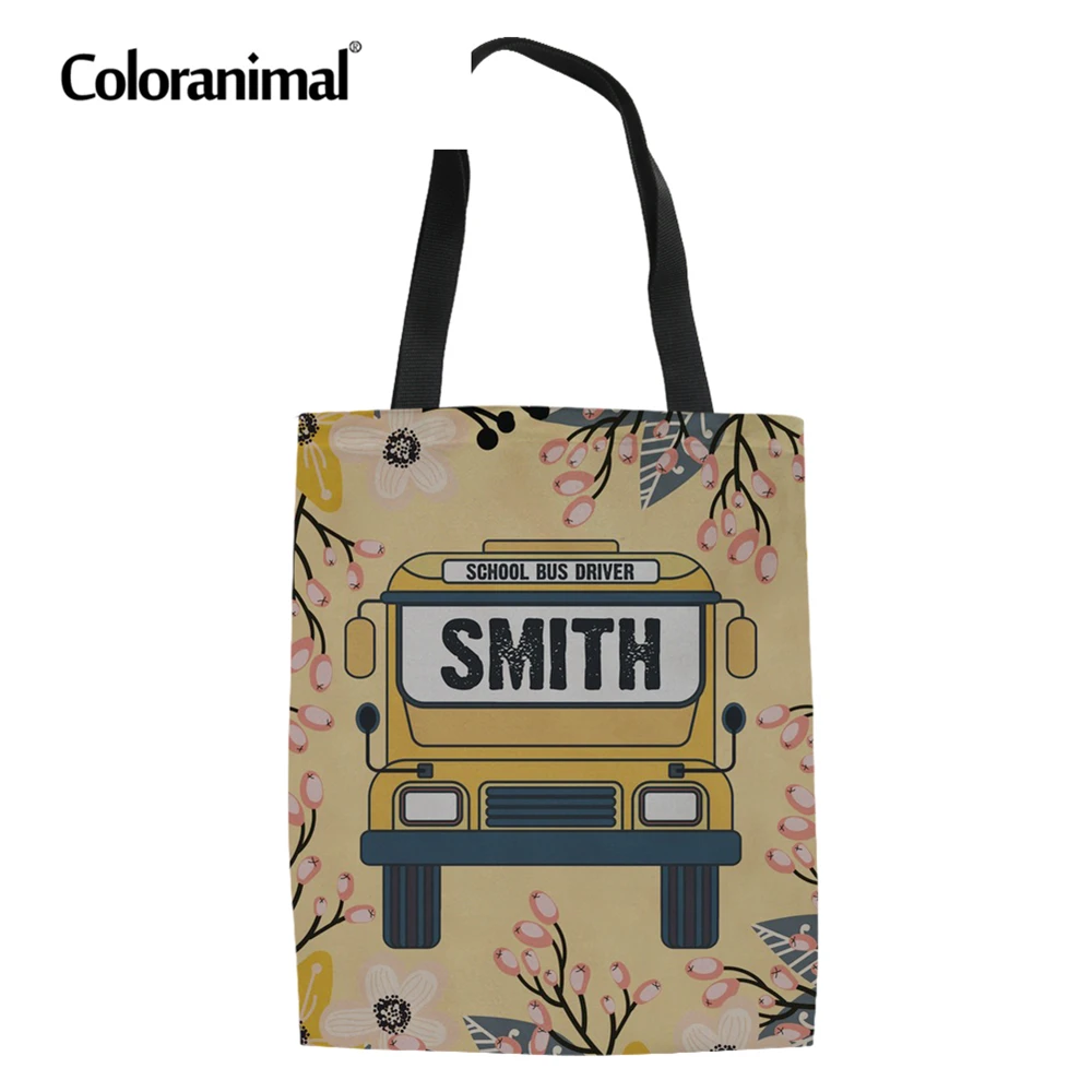 Цветная сумка для водителя школьного автобуса, женская сумка, складные сумки многоразового использования для покупок, холщовые сумки на плечо, женские сумки