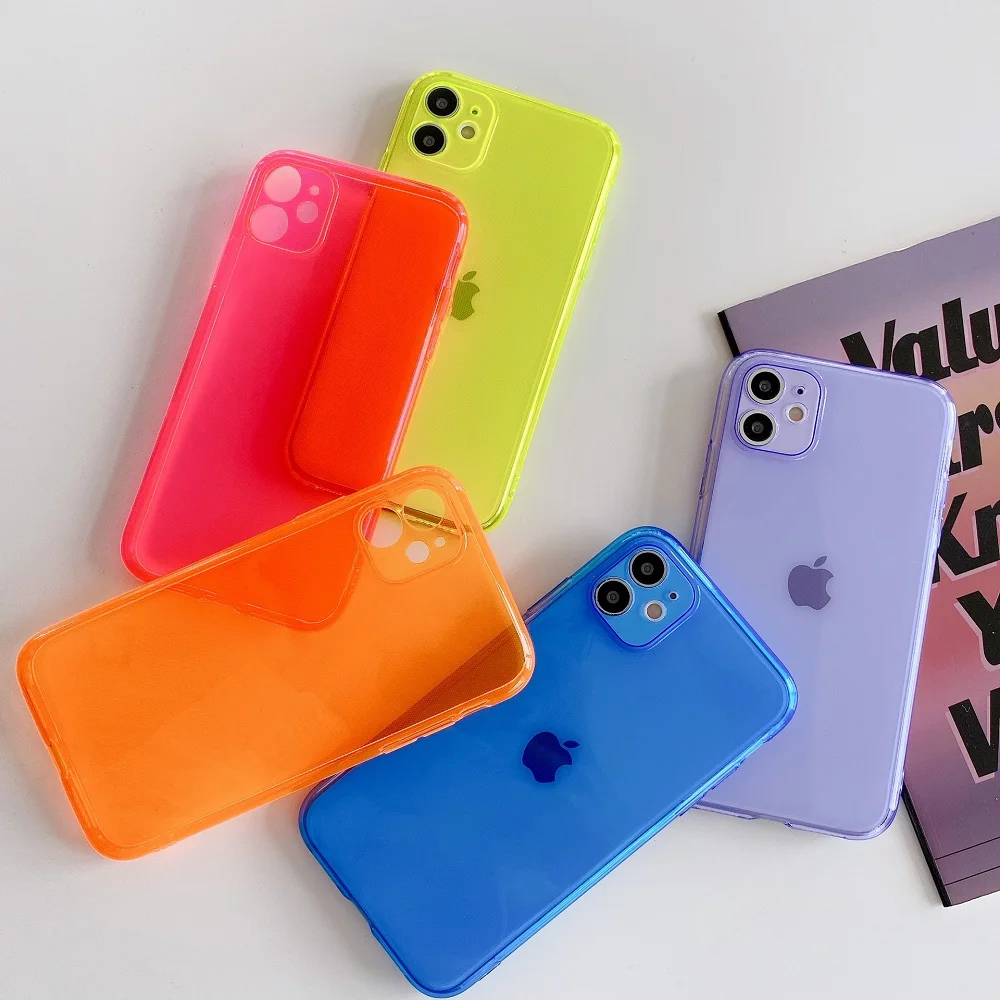 100Pcs/Lot Neon Fluorescent Clear Color Phone