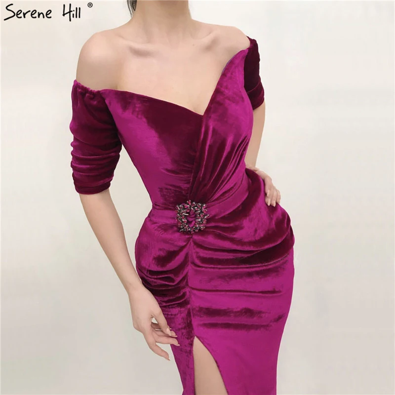 Rose Off Shoulder Half Sleeve Evening Dresses Latest Design Mermaid Sexy Gowns 2019 Serene Hill DLA60894 | Свадьбы и торжества