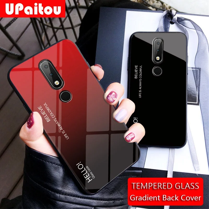 Чехол UPaitou из закаленного стекла для Nokia 3 1 6 7 8 Plus X3 X6 X7 Sirocco ТПУ Edge роскошный