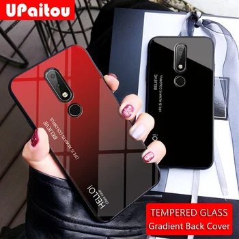 

UPaitou Tempered Glass Case for Nokia 3.1 6.1 7.1 8.1 Plus X3 X6 X7 8 Sirocco TPU Edge Luxury Gradient Glass Back Cover Case