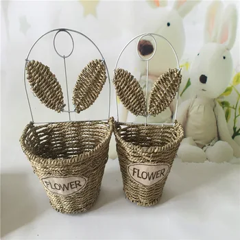 

Decoration Wall Hanging Bobai Handmade Straw Baskets Dried Flower Basket Rattan Wall Hangers European Style Wall Hanging Straw W