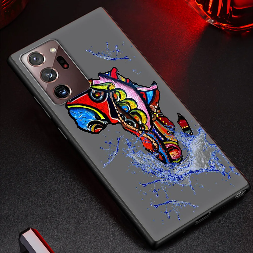 Silicone Black Phone Case with Painted Africa Map Design