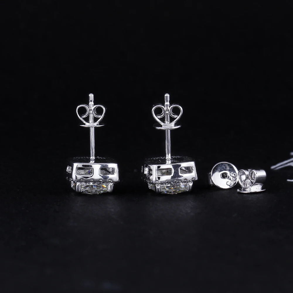 Женские серьги гвоздики с муассанитом под белое золото 1 карат 6