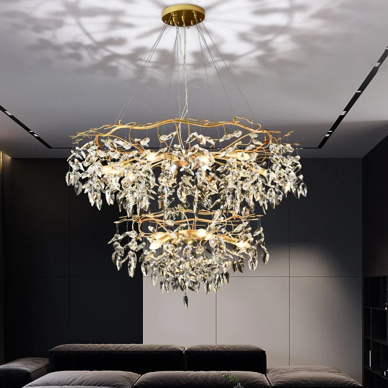 Modern LED Crystal Chandelier Lighting Luxury Home Decoration Chandelier Lamp Living Room Hanglamp K9 Crystal Lobby Lighting E14