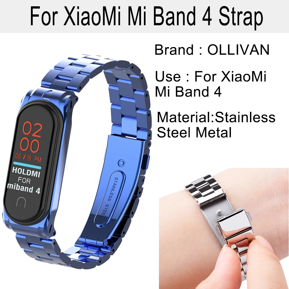 Ремешок из нержавеющей стали для xiaomi mi band 3 4, металлический ремешок для часов, умный Браслет mi band 3, сменные ремешки для часов mi 3 4
