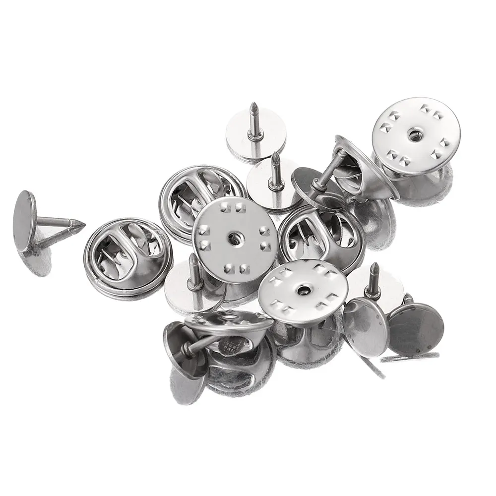 20sets/lot Stainless Steel Diy Brooch Base Round Clasps Pin Tie Tacks