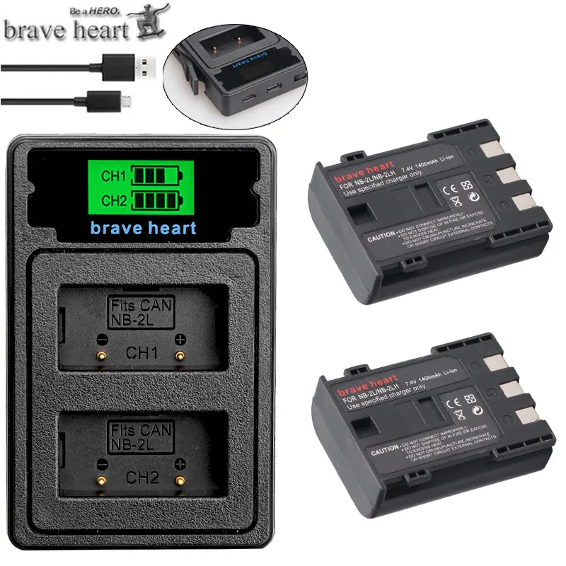 charger and 2battery МА/ч. аккумулятор NB-2L NB2L NB-2LH NB 2L NB 2LH NB2LH цифровой Камера Батарея для Canon Rebel XT XTi 350D 400D G9 G7 S80 S70S30 - Цвет: charger and 2battery